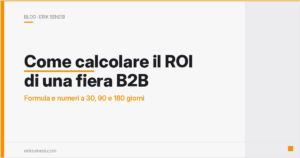 Come calcolare il ROI di una fiera B2B (formula e numeri a 30, 90 e 180 giorni) — Erik Senesi
